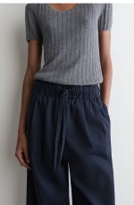 Cotton Drawstring Pants Navy - Image 3