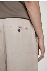 Linen Straight Pants Beige - Image 3