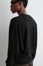 Wool V-Neck Cardigan Black - Image 3