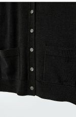 Wool Round-Neck Cardigan Black - Image 5