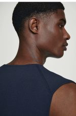 Knitted Round-Neck Vest Navy - Image 2