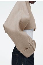 Casual Short Fleece Blend Outerwear Beige - Image 2