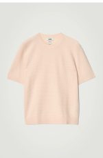 Knitted Round-Neck T-Shirt Pink - Image 3