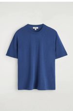 Silk Round-Neck T-Shirt Blue - Image 4