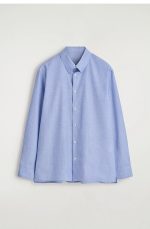 Cotton Oversized Shirt Blue - Image 3