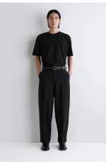 Wool Straight Trousers Black