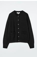 Wool Round-Neck Cardigan Black - Image 4