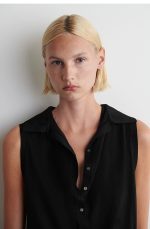 Silk Sleeveless Polo Black - Image 3