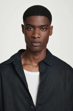 Linen Long-Sleeve Shirt Navy - Image 3