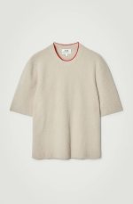 Knitted Round-Neck T-Shirt Beige - Image 3