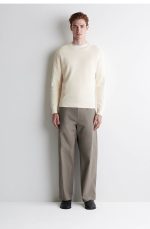 Cotton Crew-Neck Pullover Beige - Image 2