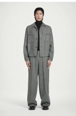 Wool Drawstring Trousers Gray