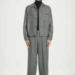 Wool Drawstring Trousers Gray