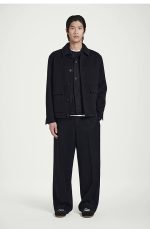 Wool Drawstring Trousers Navy