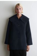 Wool Collared Jacket Navy