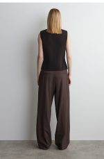 Knitted Round-Neck Vest Brown - Image 3