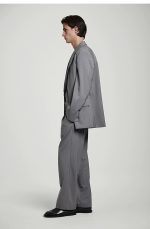 Wool Straight Trousers Gray