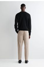 Cotton Straight Pants Beige - Image 3
