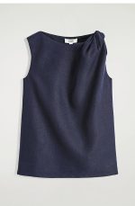 Linen Knotted Top Navy - Image 4
