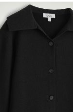 Knitted Collared Jacket Black - Image 5