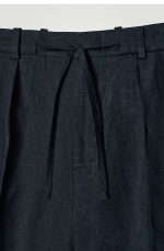 Linen Drawstring Shorts Navy - Image 5