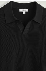 Standard Polo-collar Blend Knitwear Black - Image 5