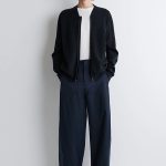 Cotton Wide-Leg Trousers Navy