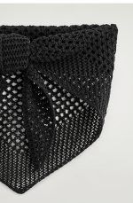 Mesh Knitted Triangle Scarf Black - Image 4