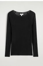 Silk Long-Sleeve Top Black - Image 3