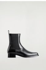 Square Heel Leather Chelsea Boots Black - Image 3