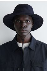 Wide Brim Design Cotton Sun Hat Navy Blue