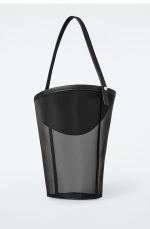 Mini Mesh Drawstring Bucket Bag Black Spring & Fall Wear - Image 4