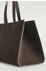 Cow Leather Magnetic Suction Tote Bag Dark Brown - Image 4