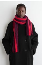 Coarse Needle Wool Blend Scarf Burgundy/red - Image 2