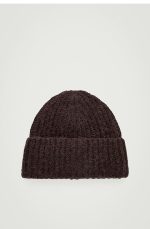 Alpaca Blend Rib Woven Sleeve Cap Dark Brown - Image 3