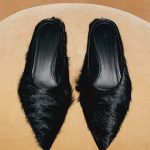 Leather Pointed Toe Mules Black Autum