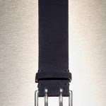 Double-pin Buckle Leather Belt Navy Blue