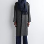 Fringed Mohair Blend Scarf Navy Blue Arrival