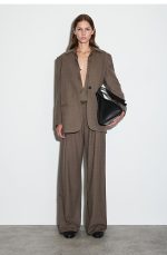 Wool Wide-Leg Pants Gray