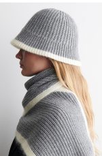 Contrast Color Trim Fisherman Hat Grey/cream - Image 2