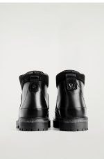 Grainy Leather Trim Hiking Boots Black - Image 4