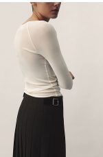 Silk Long-Sleeve Top Cream