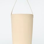 Drawstring Bundle Leather Bucket Bag Cream Yellow