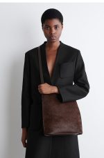 Folio Leather Satchel Shoulder Bag Brown - Image 2