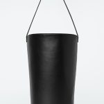 Drawstring Bundle Leather Bucket Bag Black