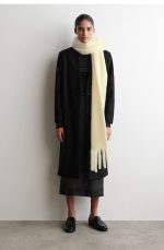 Mohair Blend Textured Tassel Long Scarf - Image 2