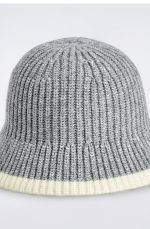 Contrast Color Trim Fisherman Hat Grey/cream - Image 4