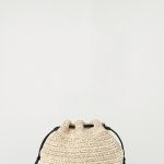 Straw Mini Drawstring Clutch Bag Beige