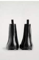 Elastic Side Panel Leather Ankle Boots Black Arrival - Image 4