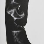 Leather Thick-heeled Knee-high Boots Black Autum